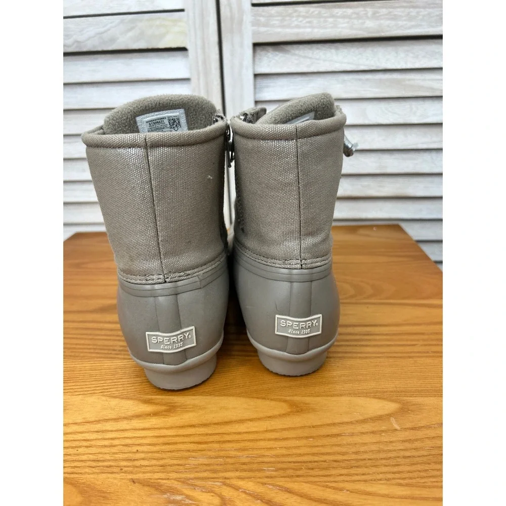 Sperry Saltwater Duck Boots 10 Taupe Grey Womens Rain Winter
